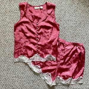 VTG Victoria’s Secret Satin/Lace Pajama Set M
